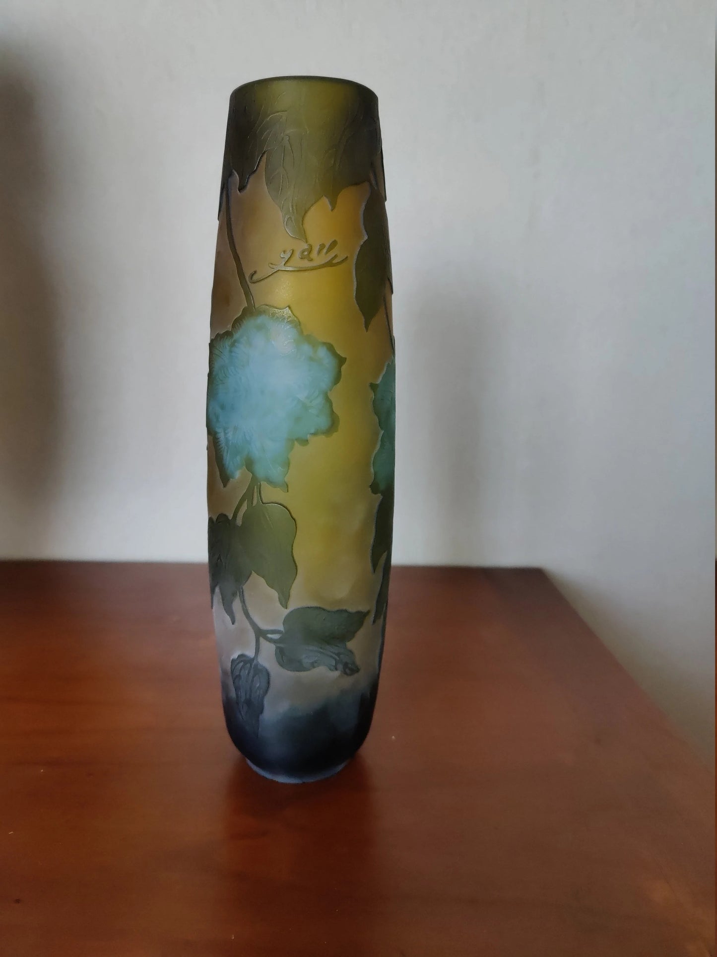 vase verre type Galle motif fleurs