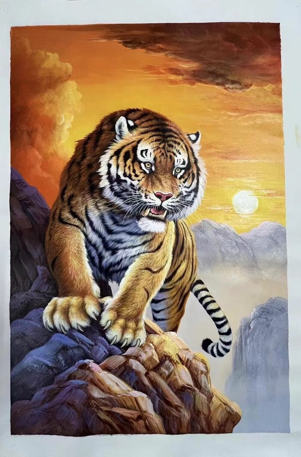 animal tigre tableau peinture originale  huile sur toile signée