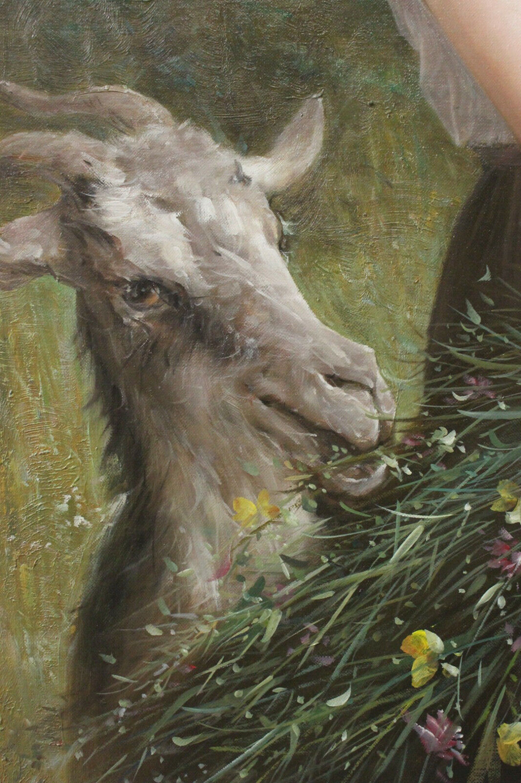 Reproduction d'art Emile munier fille et chèvre peinture huile sur toile peinte