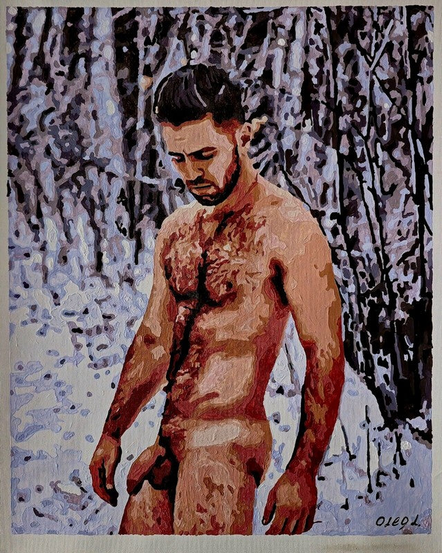 art érotique gay peinture huile sur toile originale