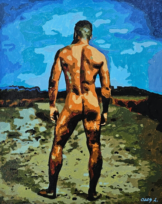 art érotique peinture huile sur toile homme nu