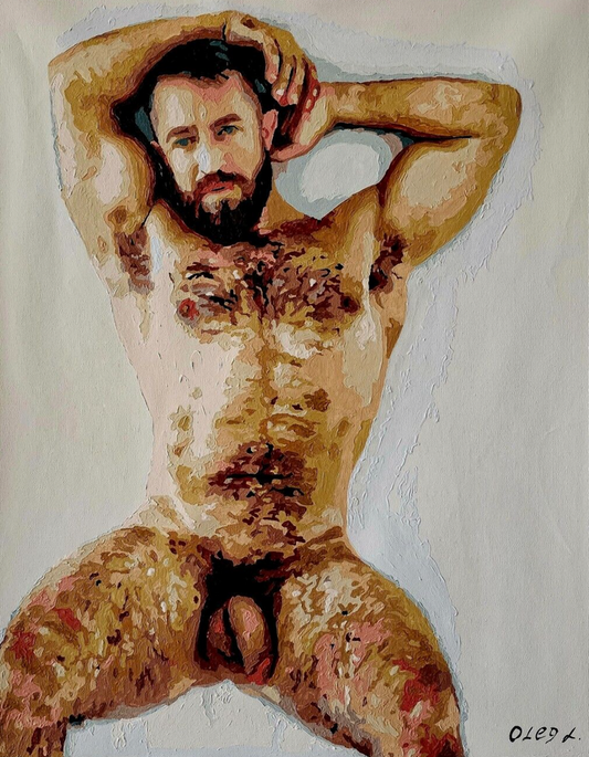 art érotique peinture huile sur toile gay homme nu