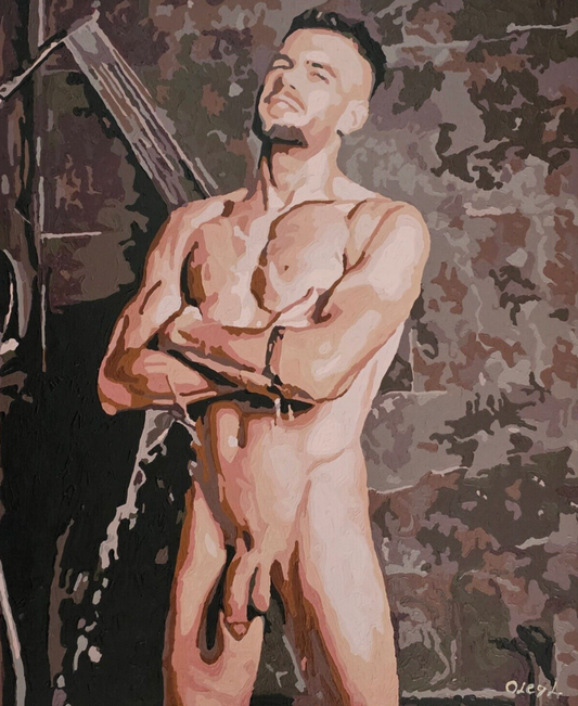 art érotique peinture huile sur toile gay homme nu