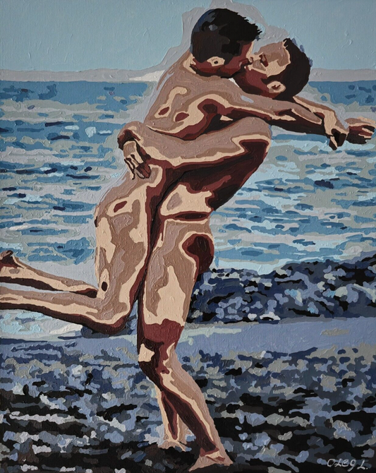 art érotique peinture huile sur toile gay homme nu