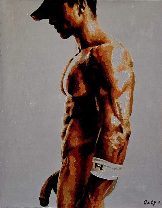 art érotique peinture huile sur toile gay homme nu 126624416949  16×20 inch (40×50 cm).