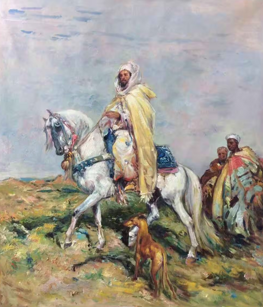 Arab riders orientalist original painting oil on canvas